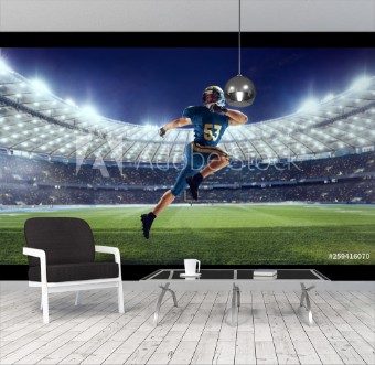 Picture of American football player in professional sport arena